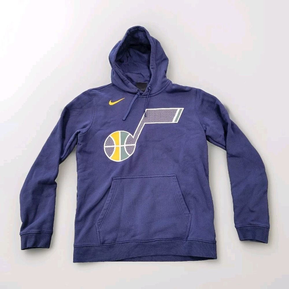 Nike Dri-fit Utah Jazz Basketball Hoodie Sweatshirt Navy Blue Mens Sz Medium NBA
